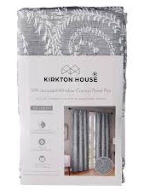 New Kirkton House Jacquard Window Curtain 2Pk Panel Pair - Gray Paisley Arden